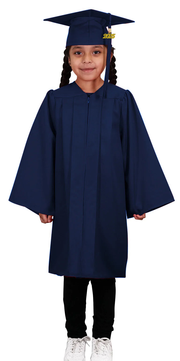 Child Matte Navy Blue Graduation Cap Gown Preschool Kindergarten