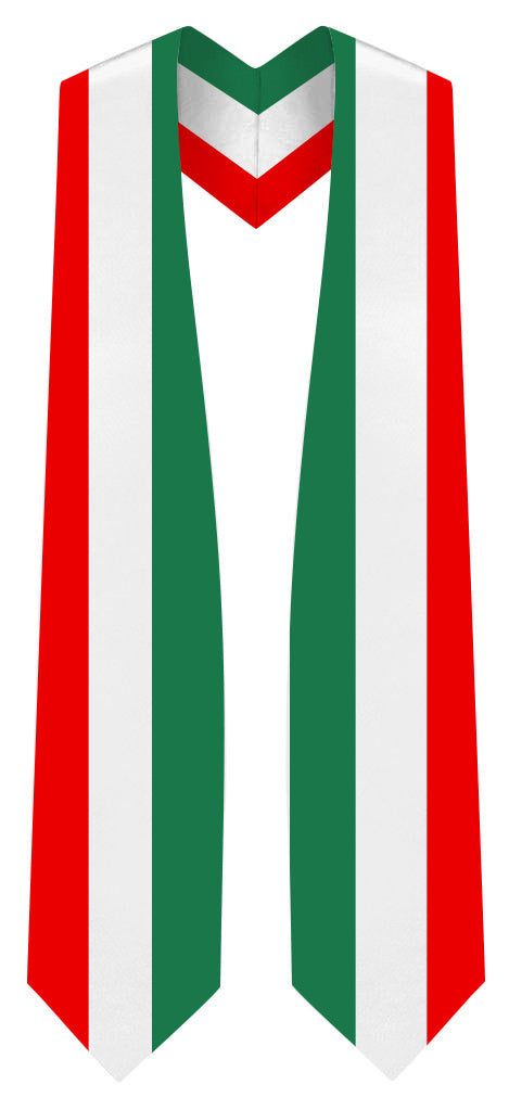 Italy Graduation Stole - Italian Flag Sash V Style Neckline