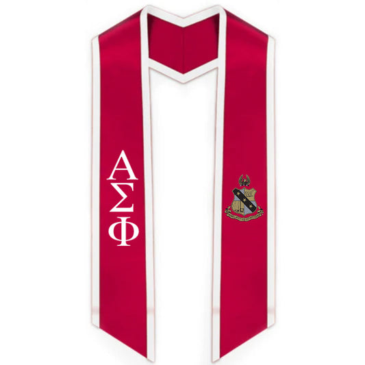 Alpha Sigma Phi Trimmed Greek Lettered Stole with Crest