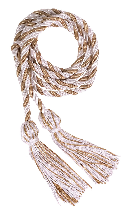 White and Antique Gold Two Color Graduation Honor Cord