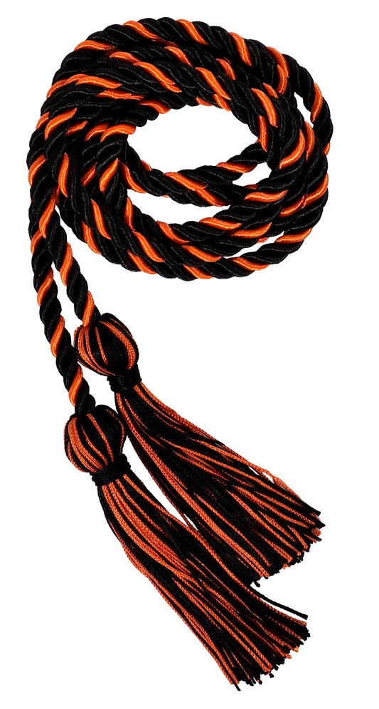 Black and Orange Two Color Graduation Honor Cord