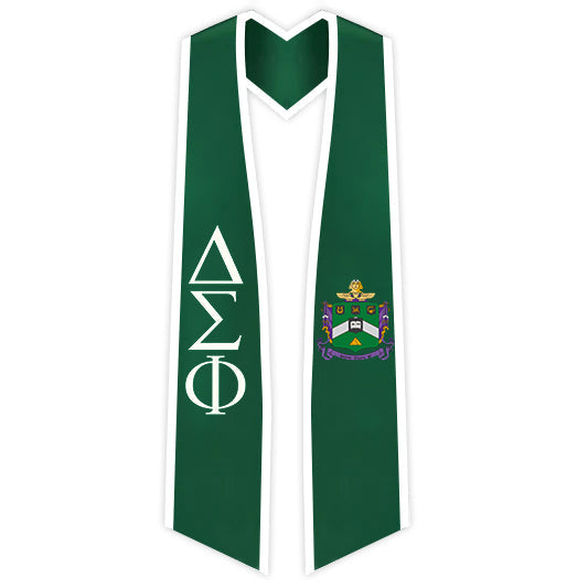 Delta Sigma Phi Trimmed Greek Lettered Stole with Crest