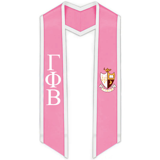 Gamma Phi Beta Trimmed Greek Lettered Stole with Crest