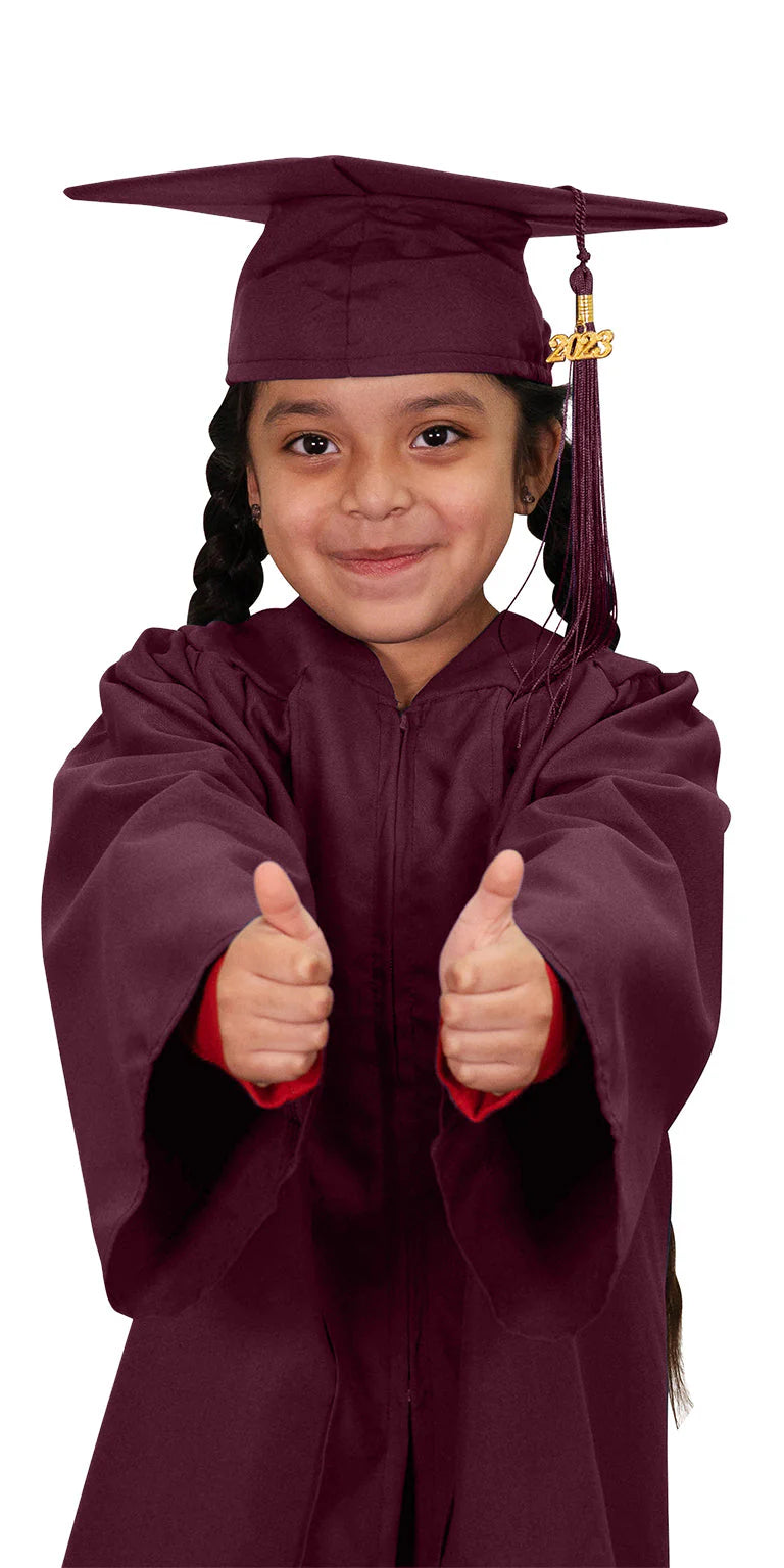 Child Matte Maroon Graduation Cap & Gown - Preschool & Kindergarten