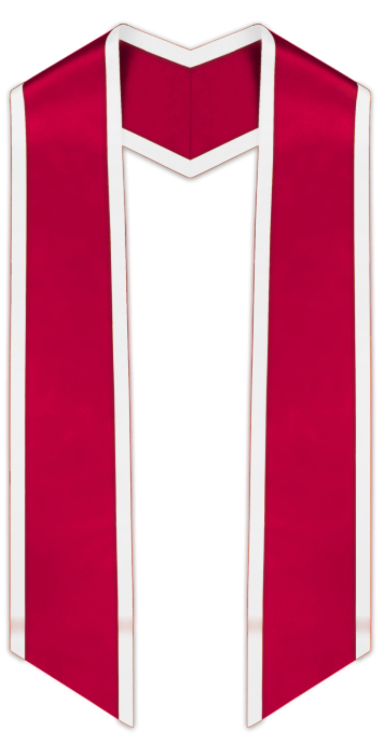 Red Slanted Graduation Stole with White Trim – Graduation Attire