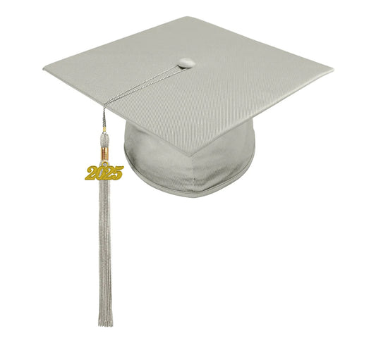 Shiny Silver High School Cap & Tassel - Graduation Caps