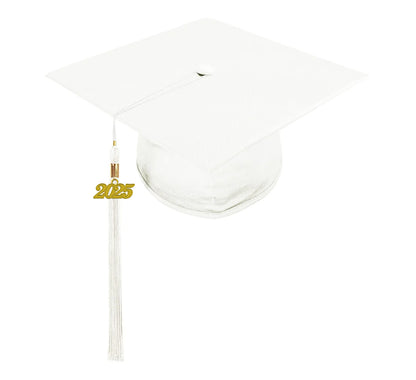 Shiny White High School Cap & Tassel - Graduation Caps