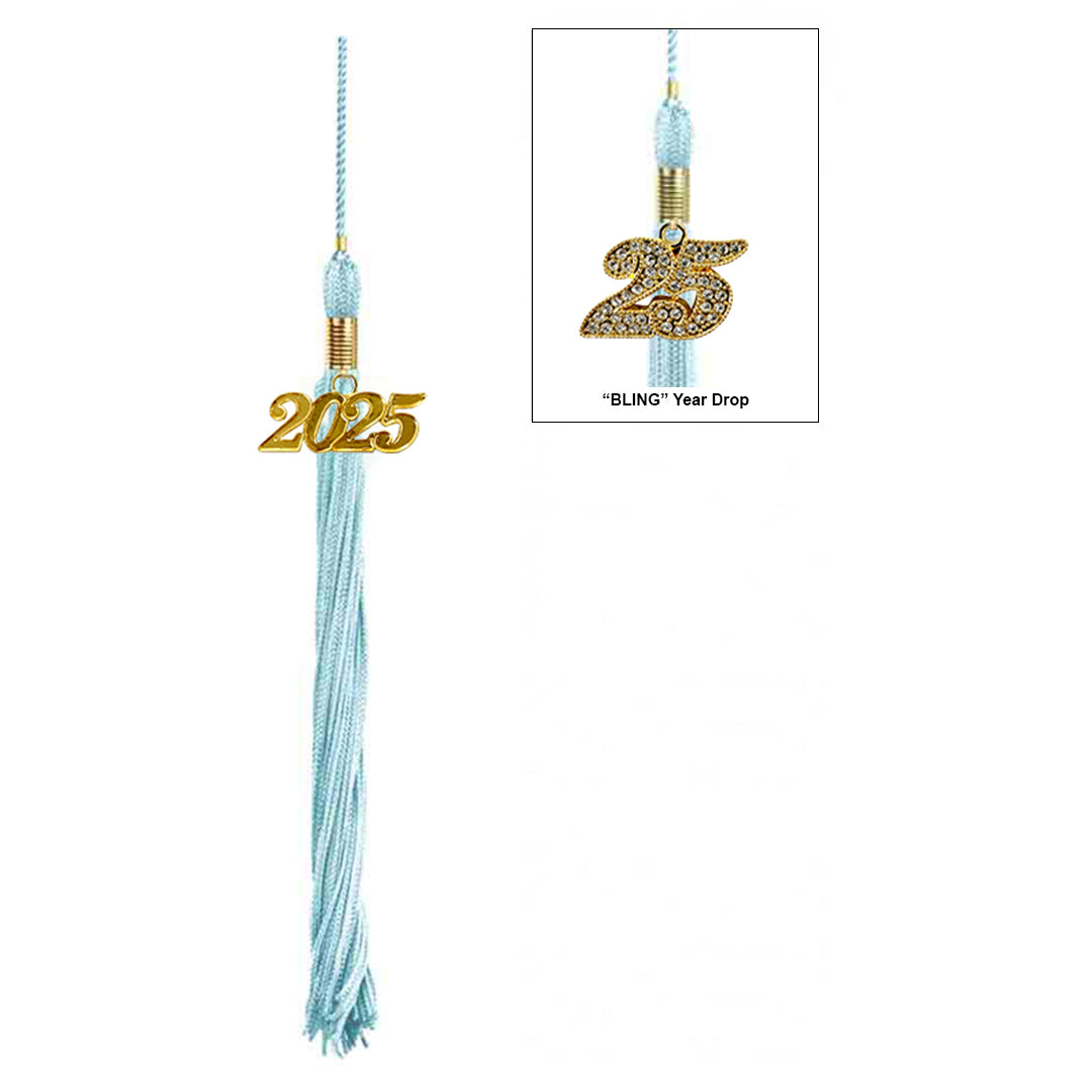 Shiny Light Blue High School Graduation Cap and Gown