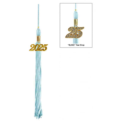 Shiny Light Blue High School Graduation Cap and Gown