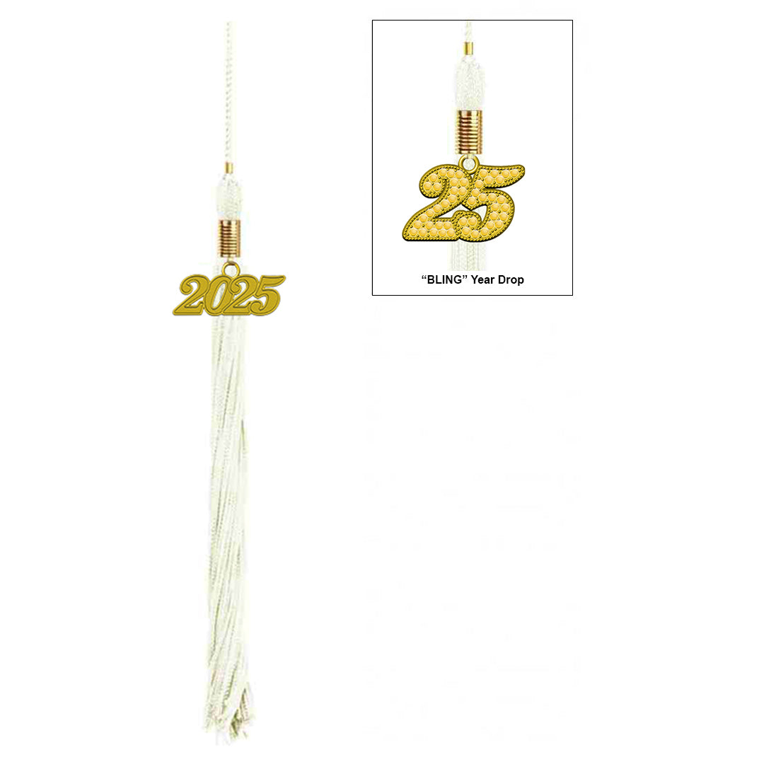 Shiny White High School Cap & Tassel - Graduation Caps