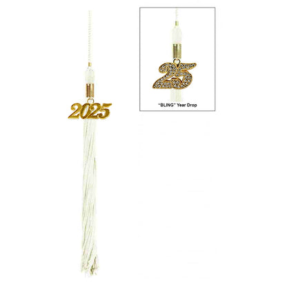 Shiny White High School Cap & Tassel - Graduation Caps