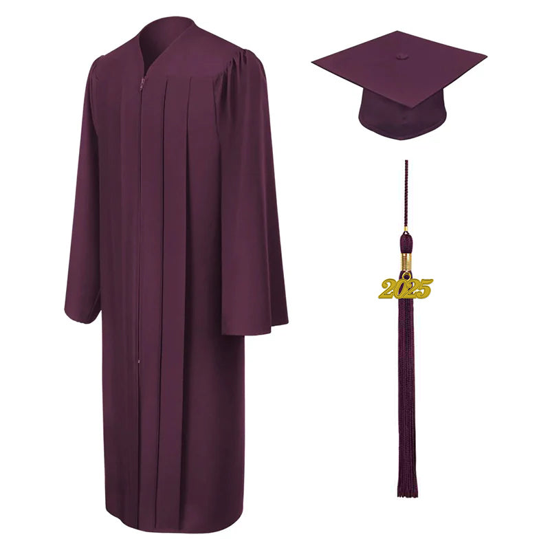 Matte Maroon High School Graduation Cap and Gown