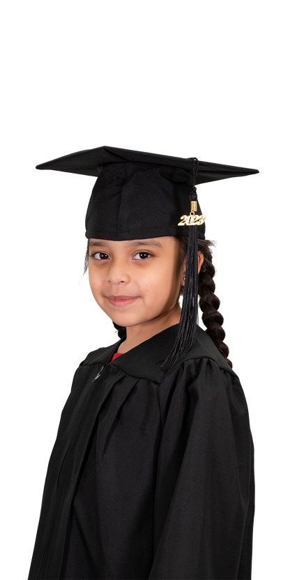 Child Matte Black Cap & Gown - Kindergarten Cap & Gown – Graduation Attire