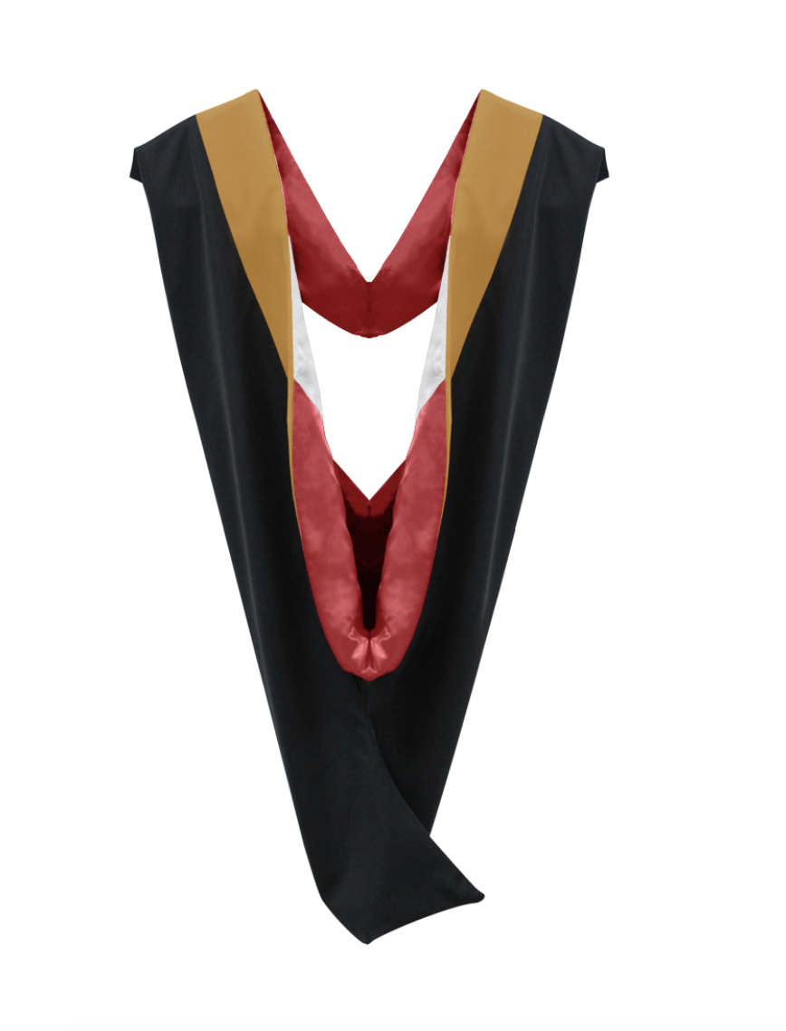 Deluxe Bachelor/Master Hood - Drab Velvet, Red & White – Graduation Attire